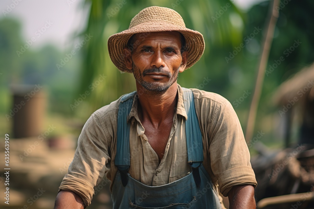 Farmer dressed in work clothes.