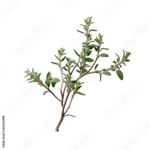 A thyme sprig photographed on transparent background