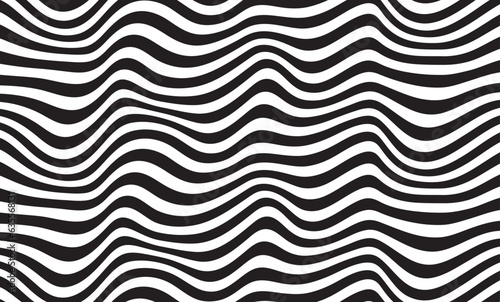 Background with wavy lines. Twisted duo tone backgrounds. Abstract pattern from lines, halftone effect. Black and white texture. Minimalist design template for poster, banner, cover, postcard. 