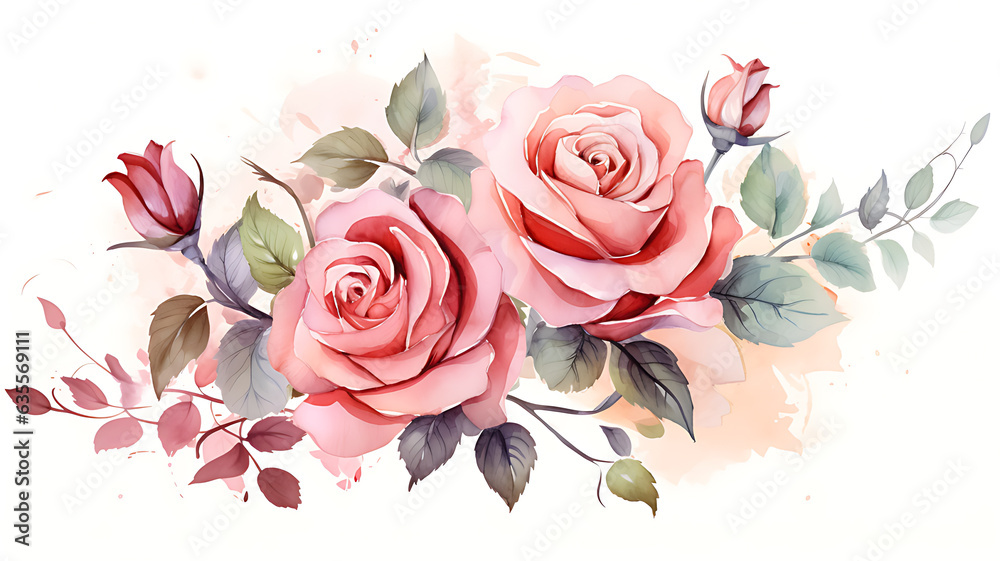 Watercolor painting of roses