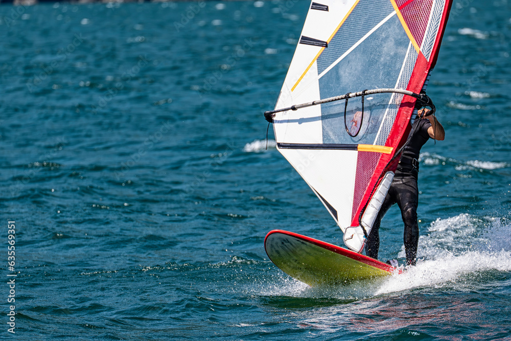 Windsurfing scene on Lake Como detail Stock Photo Adobe Stock