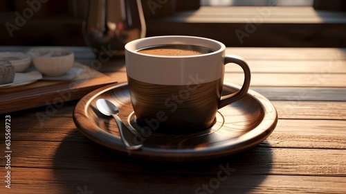 coffee on a wooden table 