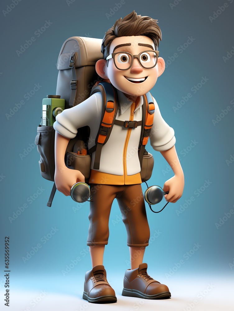 Close up of a cartoon character with a backpack, suitable for educational materials, school posters, and childrens books illustrations. Close up of a cartoon character with a backpack, suitable for educational materials, school posters, and childrens books illustrations.