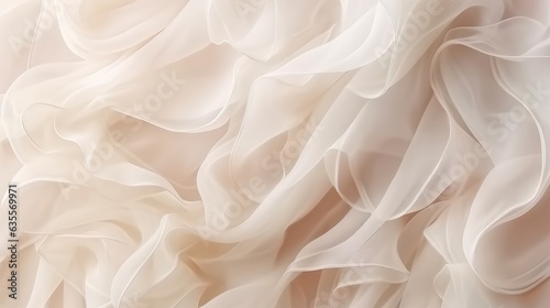 Fotografija Stylish wedding background beige ruffle bridal dresses, Background illustration of wedding decor