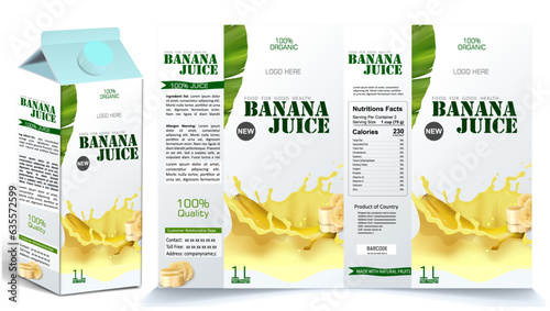 Juice Packaging, Juice pack, Banana juice, packaging label, Print label, Label for print, Vector Label.