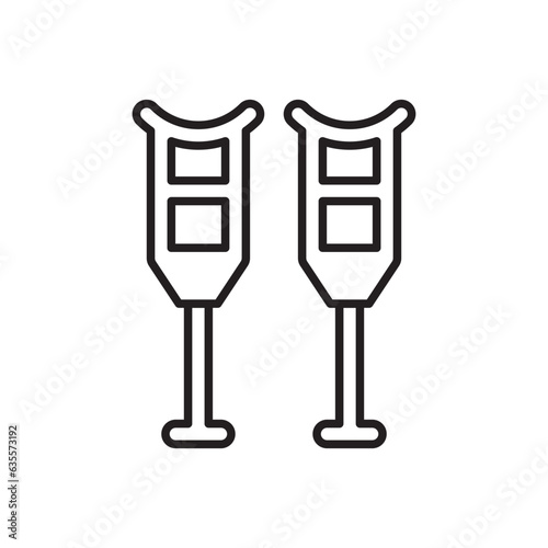 crutches icon - walking stick icon sign symbol vector