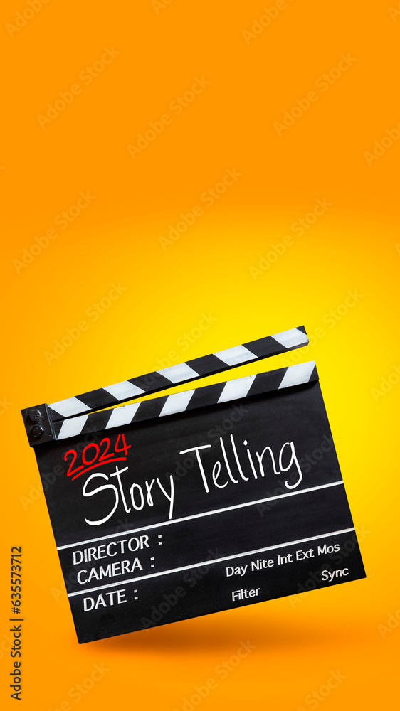 Naklejka premium 2024 story telling text title on film slate