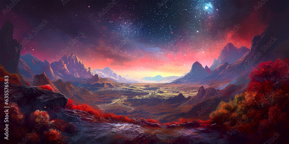 Immerse yourself in a vibrant, otherworldly red space that experiences the beauty and awe of the Milky Way galaxies Enjoy psychedelic colors and intricate details Enjoy hyper-realistic visuals