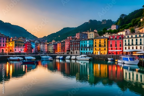 night view of lake como