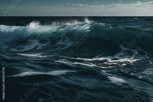 Stunning deep blue ocean waves captured through advanced technology. Generative AI