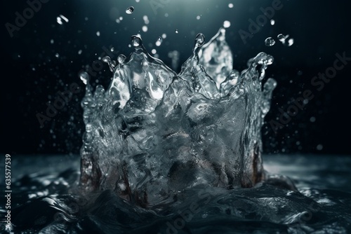 The ice cubes are melting and creating splashing water droplets. Generative AI
