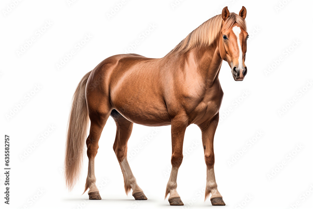 Horse isolated on white background. Animal right side portrait. Horse isolated on white background. Animal right side portrait.