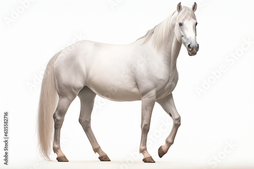 Horse isolated on white background. Animal right side portrait. © Laser Eagle
