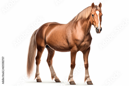 Horse isolated on white background. Animal right side portrait.
