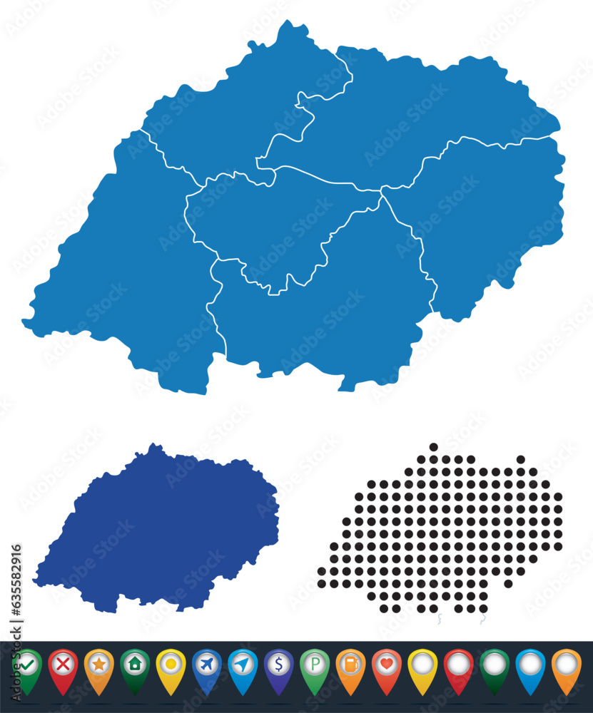 Obraz premium Set maps of Nord-Vest province