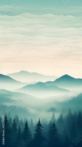 Misty gradient turqouise green dreamy forest atmosphere phone hd wallpaper  ai generated
