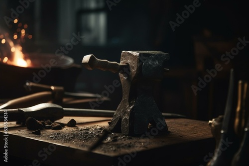 A tool strikes metal on an anvil. Generative AI