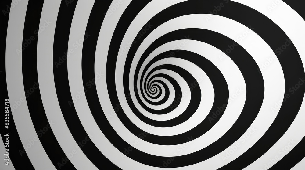 Fototapeta premium Black and white hypnotic wallpaper background.