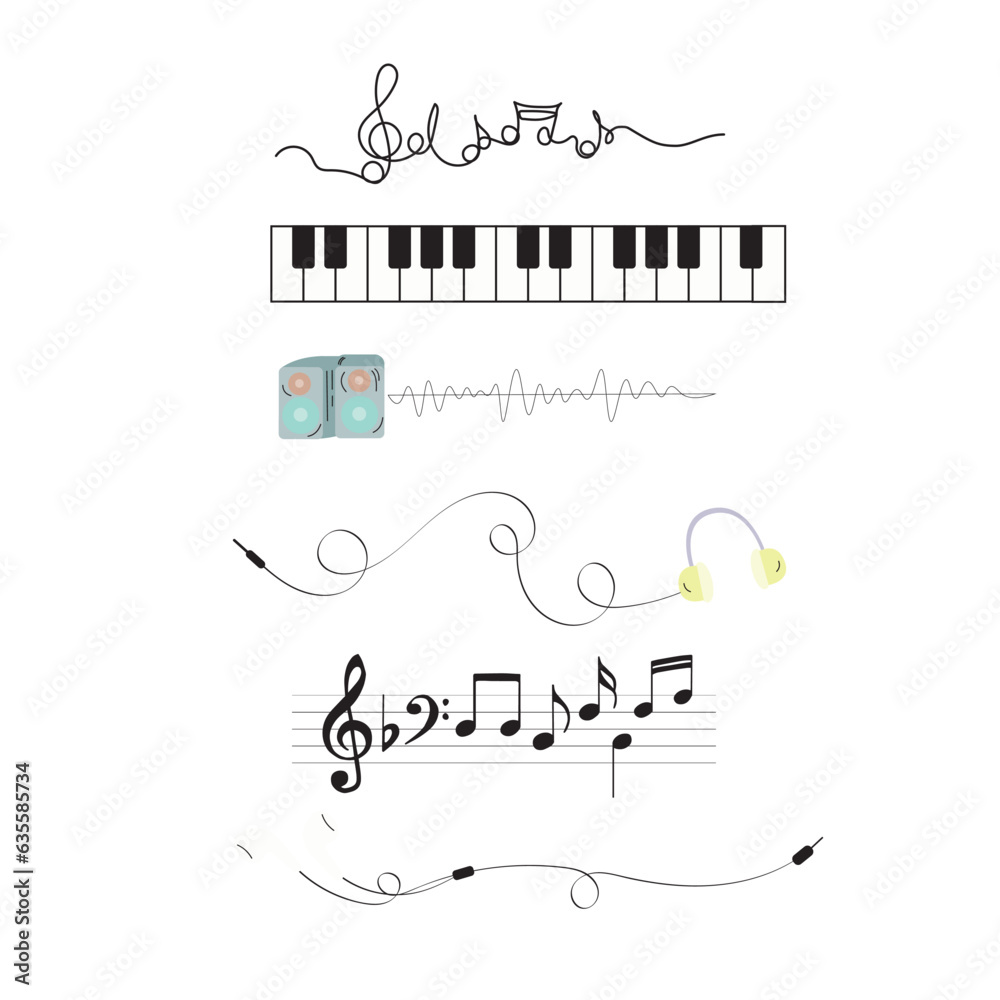 Hand drawn music doodle vector illustration. Drawing design concept
