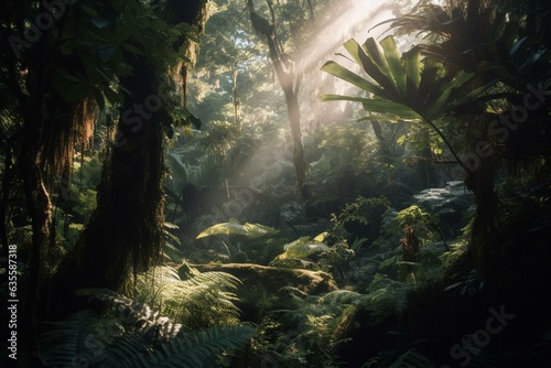 A flourishing rainforest in the summertime. Generative AI
