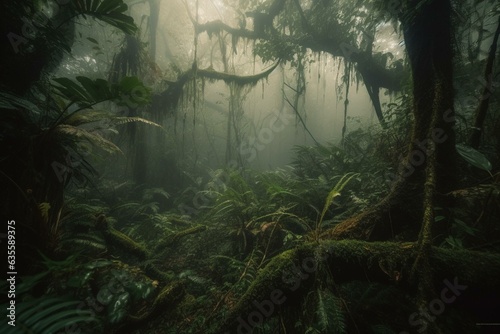Misty rainforest. Generative AI © Beatriz