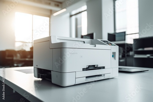 Modern printer in a white setting. Generative AI
