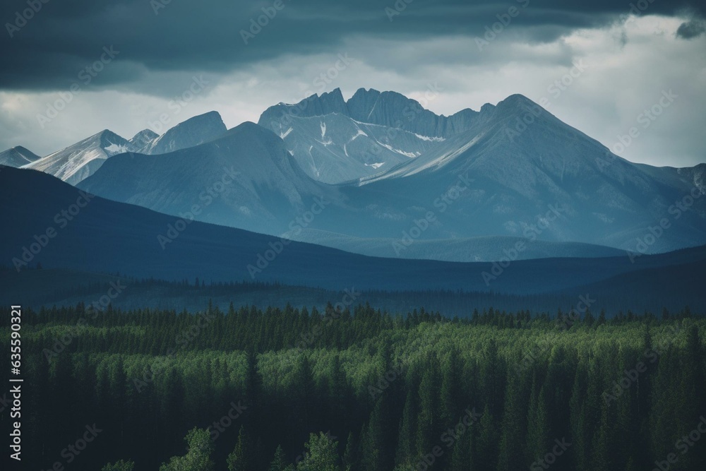 Beautiful mountains near Big Sky, Montana. Generative AI