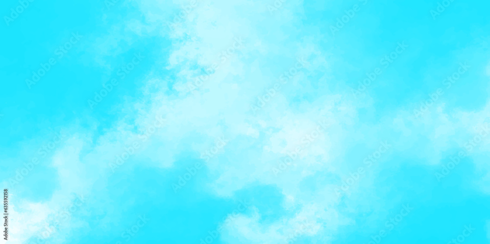 Abstract nature background of romantic summer blue sky with fluffy clouds. blue sky with clouds. panorama Sunlight with blue sky on white cloud. Hand painted blue sky and clouds, abstract watercolor.
