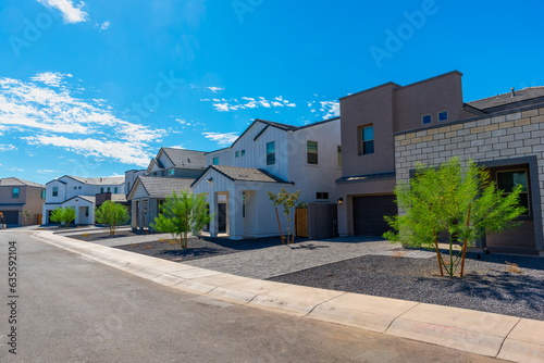 Newly built single-family homes in Arizona await buyers.