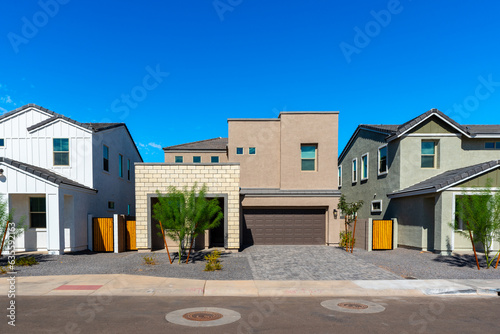 Newly built single-family homes in Arizona await buyers.