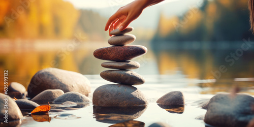 Balancing stones background. Symbols of harmony and focus.