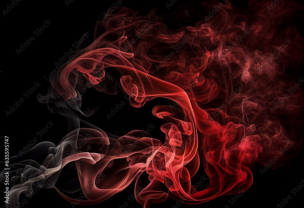 Black and red smoke on a dark background. AI Generated Black and red smoke on a dark background. AI Generated