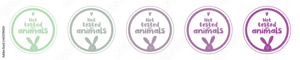 Not tested on animals label, set of stickers, label background Not tested on animals label, set of stickers, label background