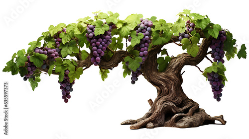 Fresh organic grape tree on transparent background. grape plants png