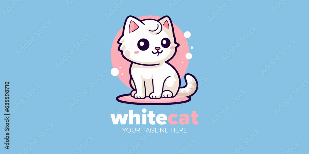 Irresistible Kawaii White Cat Cartoon Logo Design: Hand-Drawn Mascot Character Icon Illustration Perfectly Suitable for Business, Company, Brand including Pet Store, Pet Shop, Toys, Food Irresistible Kawaii White Cat Cartoon Logo Design: Hand-Drawn Mascot Character Icon Illustration Perfectly Suitable for Business, Company, Brand including Pet Store, Pet Shop, Toys, Food