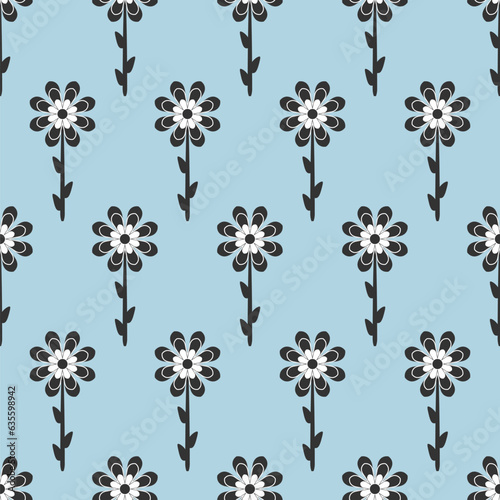 Abstract flat flowers floristic seamless pattern