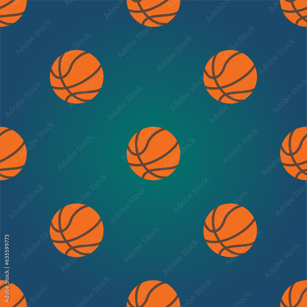 Basketball design isolated on dark blue background is in Seamless pattern - vector illustration 