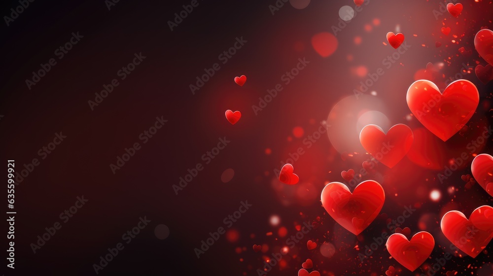 Romantic Background with Bright Red Hearts