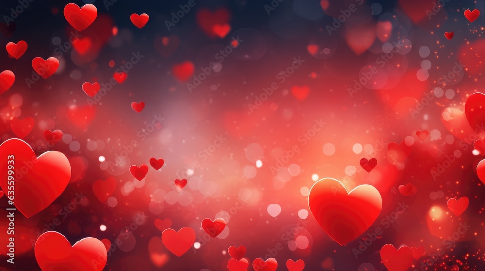 Romantic Background with Bright Red Hearts