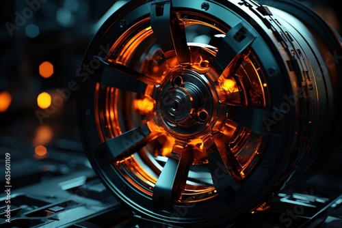Futuristic Car Wheel Detail. Macro Technology Image. Ai Generated