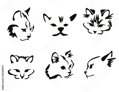 Vector drawing of a stylized cat with long hair. Mix of Angora cat with Persian cat. Animal gestalt design.