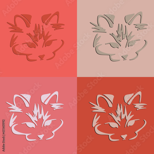 Vector drawing of a stylized cat with long hair. Mix of Angora cat with Persian cat. Animal gestalt design.