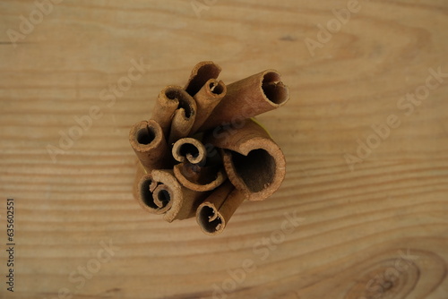 Fototapeta Naklejka Na Ścianę i Meble -  Cinnamon sticks ,top view of indian spice
