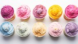 colorful ice cream cups on white background Generative AI