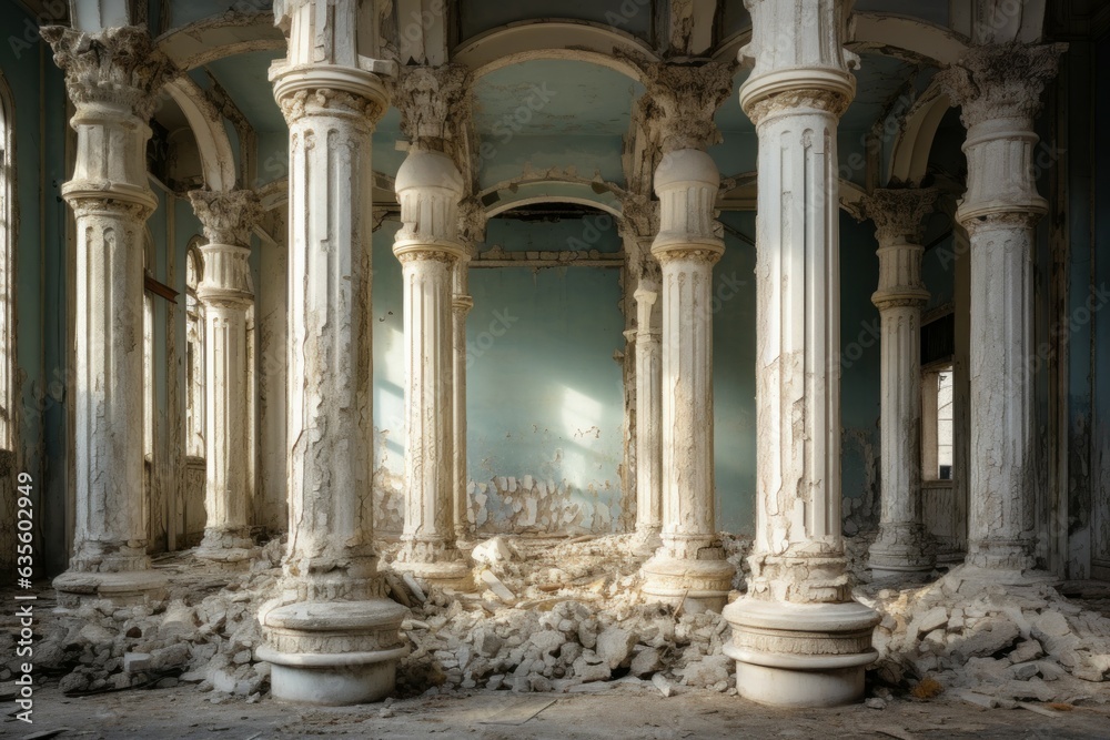 Antique columns abadoned. Generate Ai
