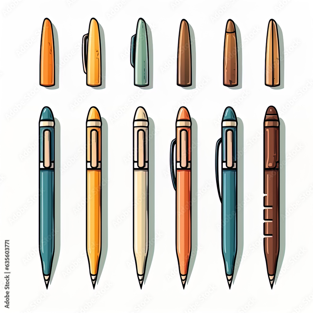 set of icon markers pen, generative ai set of icon markers pen, generative ai