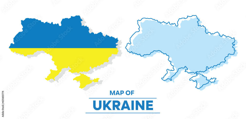 Vector Ukraine flag map set simple flat illustration