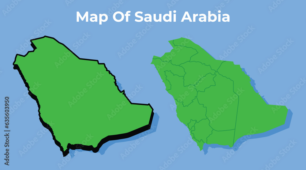 Vector Saudi Arabia 3D map set simple flat illustration