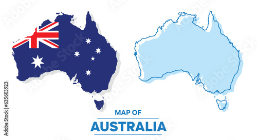 Vector Australia flag map set simple flat illustration