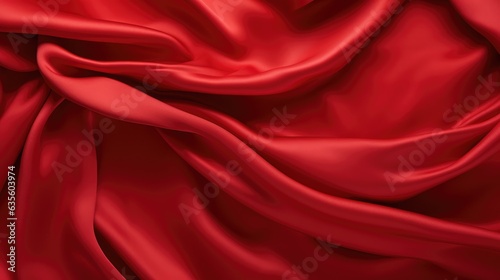  Waves of red satin fabric photo